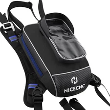 Motorcycle Gas Tank Bag Waterproof Phone Luggage Strap Mount Shoulder Bag Black