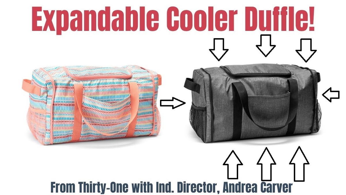 TRIPLE SHUT 30袋入り Thirty-One Expandable Cooler Duffle in Charcoal Crosshatch (B013