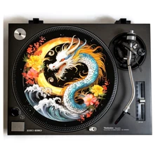 Japanese Dragon Wave Turntable Slipmat for Vinyl Records, DJ Mat for any player