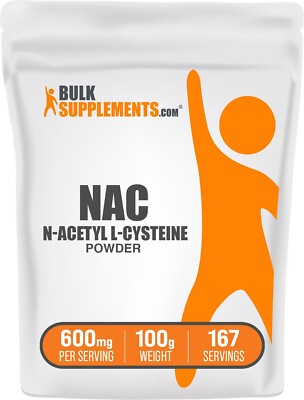 BulkSupplements N-Acetyl L-Cysteine (NAC) Powder 100g - 600mg Per Serving