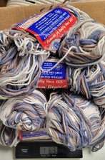 LOT OF 8 Skeins - Vintage Lion Brand Sayelle Wedgewood Ombre 254 Blue Tan White