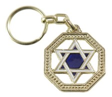 Star of David Lucky Charm Israel Amulet Judaica Keyring Gift Idea