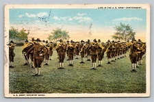 Life in US Army Cantonment Infantry Band Vintage c1924 Postcard Soldier Mail