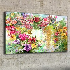 Canvas Wandbild Leinwand Bilder 100x50 Malerei Abstrakte Blumen Natur Bunte Kuns