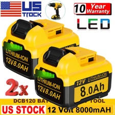 2Pack 12V 8.0Ah 12Volt Max Lithium-ion Battery For DeWalt DCB127-2 DCB120 DCB121