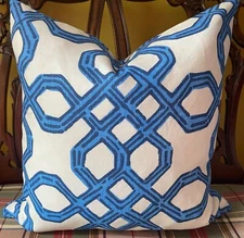 Lilly Pulitzer Lee Jofa Well Connected Bright Navy Linen Custom Pillow Cover
