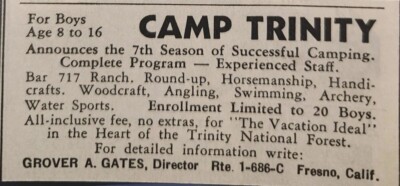 Vintage Print Ad 1937 Camp Trinity [ National Forest ] Boys 8-16 Ranch Roundup