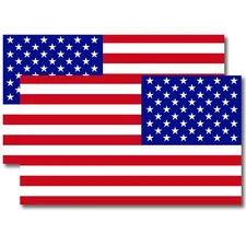 American and Reversed American Flag Automotive Magnets, 7x12 In, Opposing 2 Pack