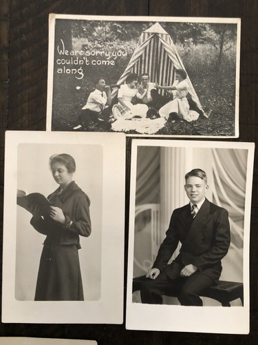 Antique Post Card LOT of 5 Postcard Men Women Boat Lake 1900s Real Photos - Picture 3 of 4