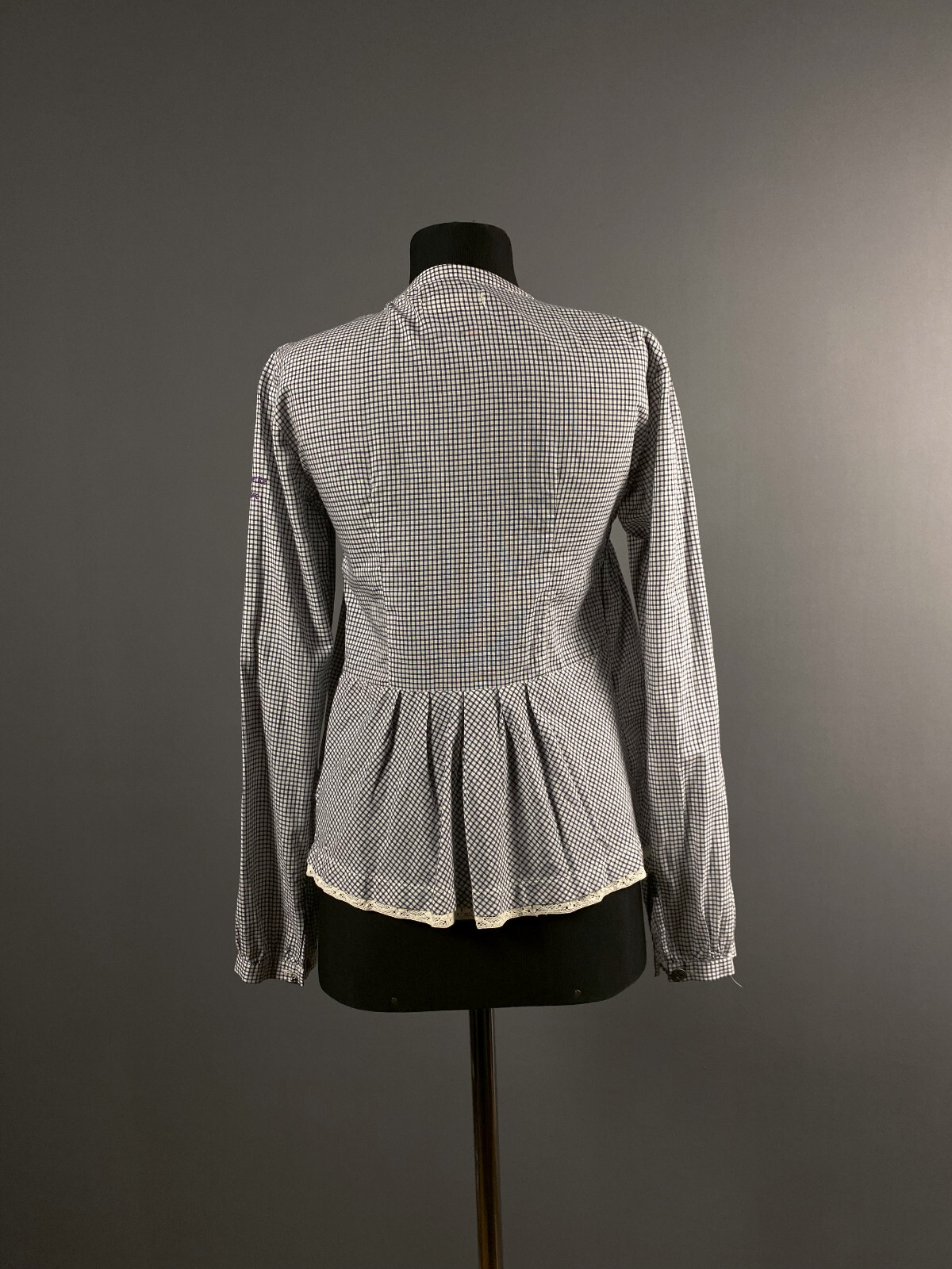 Odd Molly Women Blue White Check Long Sleeve Blouse Top T-Shirt Pullover Size 0