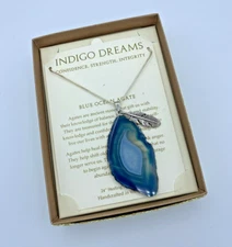 Stone Circle Studio Sterling Silver Necklace With Agate Pendant IOB
