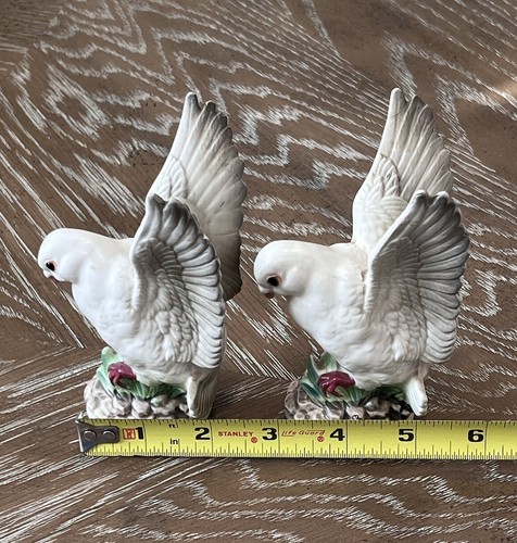 Vintage Set Of 2 Lefton Porcelain Dove Bird Figurine Hand Painted Japan - Picture 22 of 22