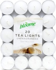 20pk Unscented Tea Lights Candles 3.5 Hour Burn Night T Tealights FREE POST UK
