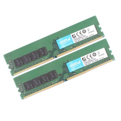 New Crucial 64GB (2X32GB) DDR4 3200MHz PC4-25600 UDIMM Memory Ram