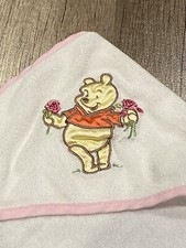 VINTAGE DISNEY WINNIE POOH INFANT BABY BATH CAPE TOWEL W/ HOOD CUTE SOFT EUC