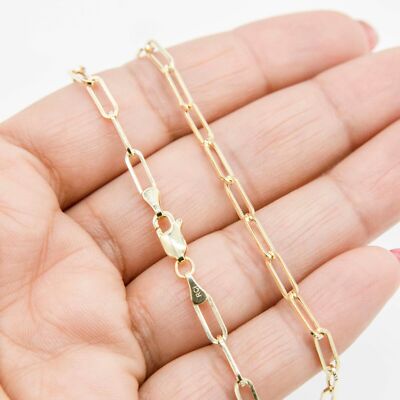 Paperclip Chain Necklace 10K Yellow Gold - Solid