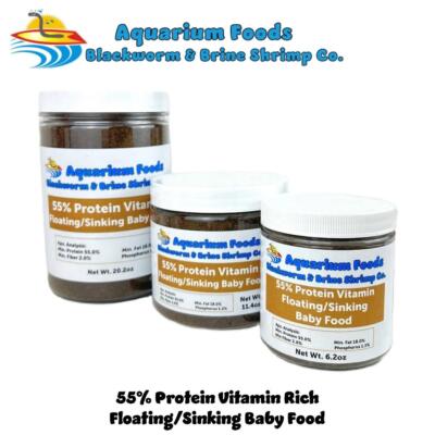 55% Protein Vitamin Rich Floating/Sinking Baby, Fry & Community Fish Food. JAR