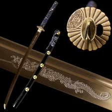 1095 Carbon Steel Japanese Samurai Katana Sword Full Tang Sharp Golden Blade