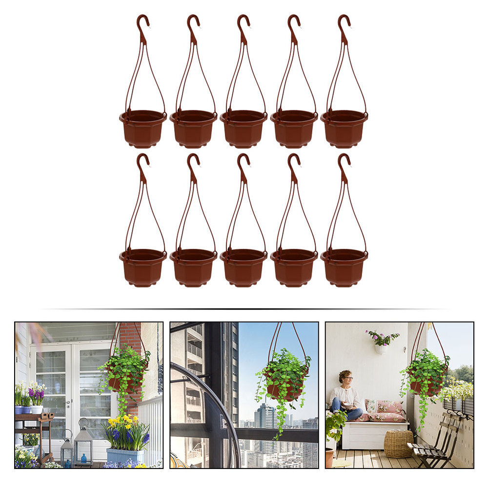 10 Sets hanging planters for outdoor plants Plastic Hanging Plant Pots