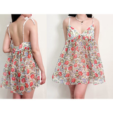 Vintage Victoria  s Secret Sheer Floral Mini Slip Dress, Babydoll Lingerie Size S