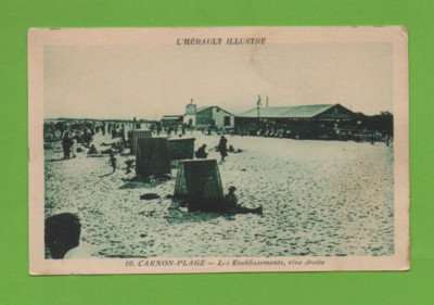 Card + Photo Negative - CARNON Beach - Establishments, Right Bank (L7957)