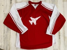 Vintage Athletic Knit Jets Jersey WHITE RED XL Canada #12