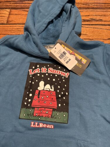 Felpa con cappuccio LL Bean x Peanuts Snoopy Let It Snow bambino 10-12 media NUOVA!!! - Foto 2 di 5
