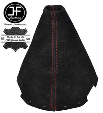 RED STITCHING CUSTOM MADE FITS 200SX SILVIA S14 GEAR BOOT BLACK SUEDE