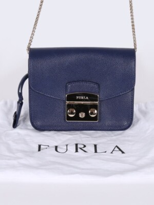 NEU FURLA Metropolis Saffiano Leather Crossbody Dark Blue Kultmodell mit Zubehör