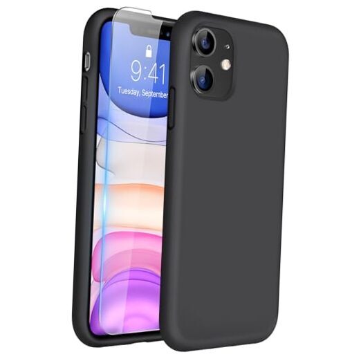 Compatible with iPhone 11 Phone Case, with Screen Protector, Liquid Black