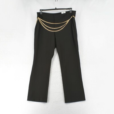 INC Womens Black Chain Belt Straight Leg High Waisted Dress Pants Plus Size  18W | eBay