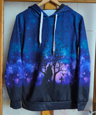 Howling Wolf Gothic Size M Purple Multi Hooded Long Sleeve Jumper