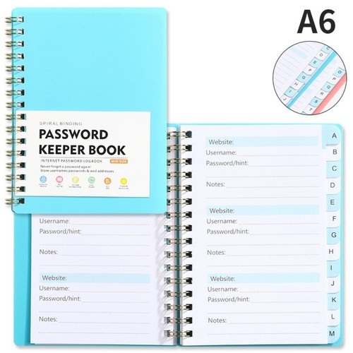 A6 Mini Size Spiral Password Keeper Book With Alphabetical Tabs Notebook UK - Picture 16 of 16