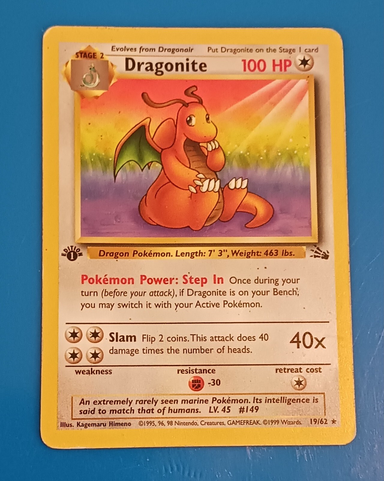 Vintage Dragonite 1st Edition Fossil 19/62 NM/M