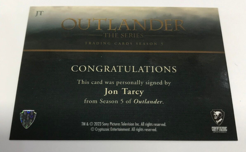 2023 OUTLANDER SEASON 5 TRADING CARD AUTOGRAPH CARD JT JON TARCY - Picture 2 of 2