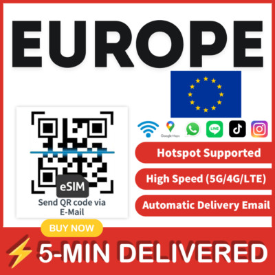 [eSIM] EUROPE esim e sim card travel sim card tarjeta esim dato Unlimited E.U. 