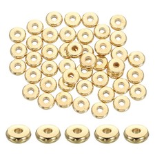 150Pack Brass Spacer Beads 5mm Flat Round Beads Metal Heishi Bead Gold