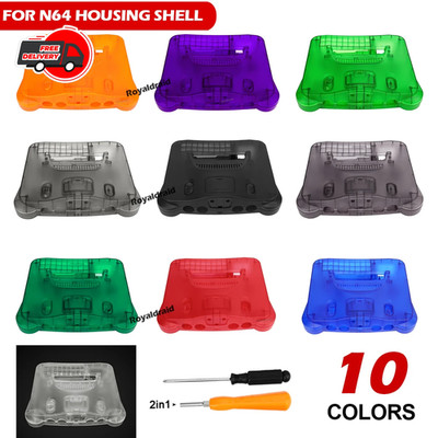 Bitfunx Replacement Shell Case for N64 Nintendo 64 Console Transparent Plastic