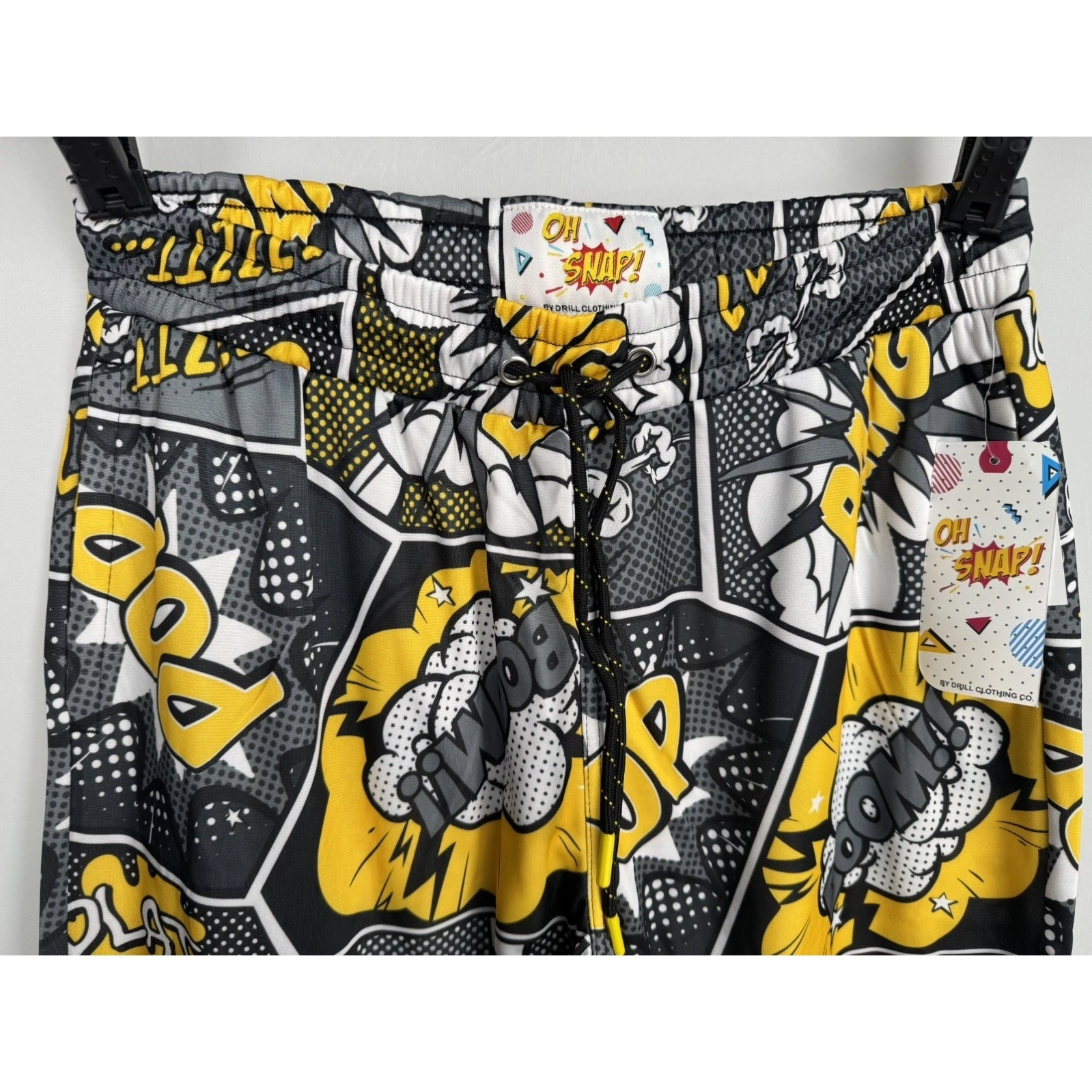 Oh Snap! Comic Print Jogger Pants Men's NWT Grey Yellow Sizes S–XL