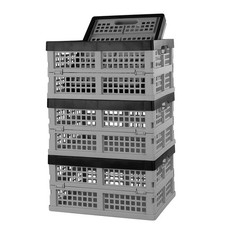 4 PCS 15 L Plastic Collapsible Crates Stackable Storage Baskets Organizer