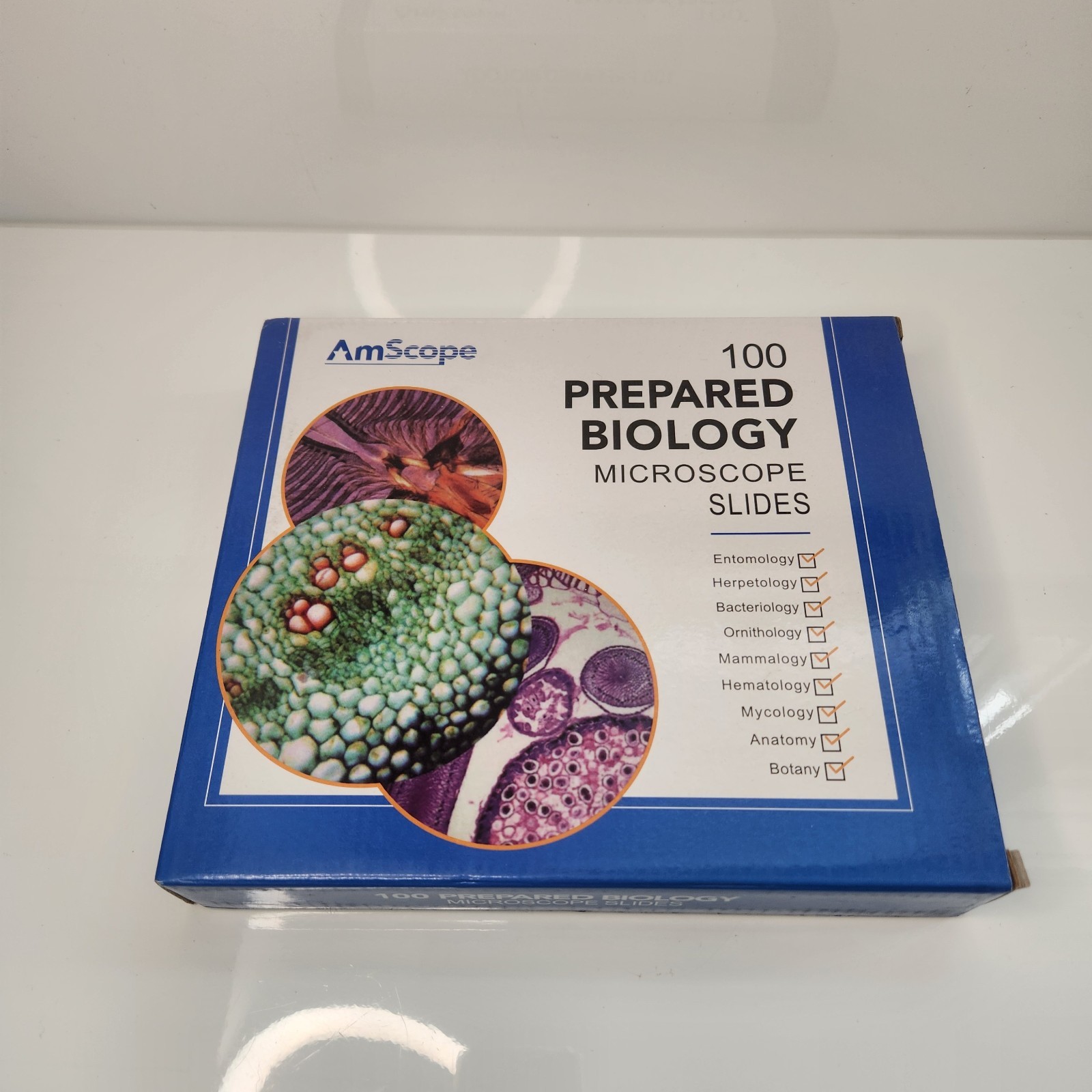 New AmScope PS100A 100 Homeschool Biology Prepared Microscope Slides