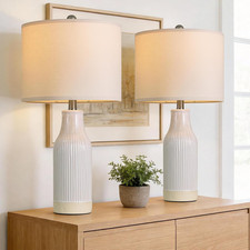 23.75 inches Modern Ceramic Table Lamp Set of 2 for Living Room, Farmhouse Bedsi
