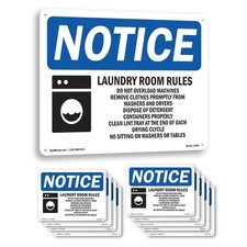 Laundry Room Rules Do Not Overload OSHA Notice Sign Metal, Decal - 5 or 10 Pack