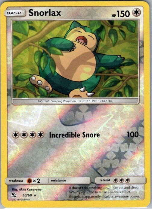 Snorlax 50/68 Rare Hidden Fates NM