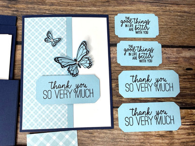 Stampin Up Card Kit 2 Greetings Thank You Good things in life Butterflies 4x