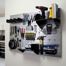 Heavy-Duty 4 ft. Metal Pegboard Organizer with Galvanized Finish  Accessories