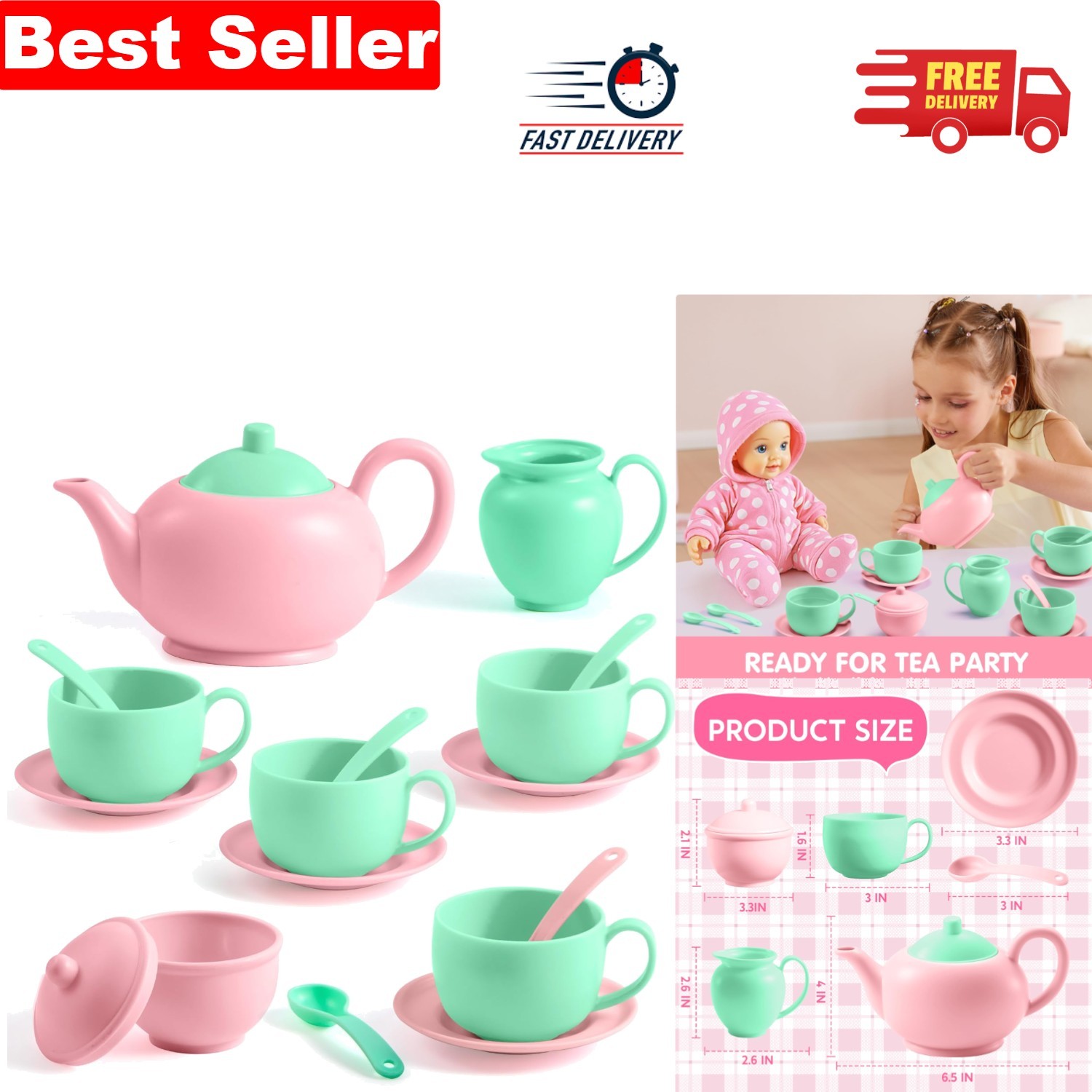 Safe & Fun 18-Piece Toddler Tea Party Set - Perfect Gift for Creative Play