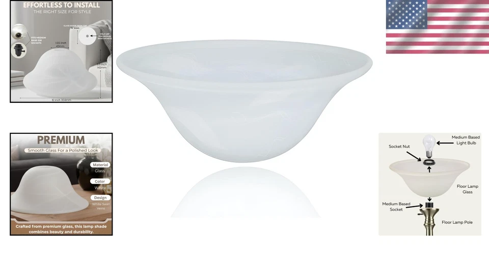 Moderna pantalla de lámpara antorcha de vidrio blanco - 4,75" de altura Foto 2 de 4