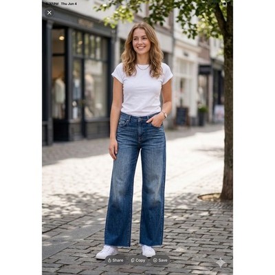 AG Adriano Goldschmied Adria Low-Rise Wide Leg Jeans Headline Blue 30 NEW