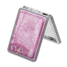 Glitter Pocket Mirror Square Double-Sided Compact Mirror Pink